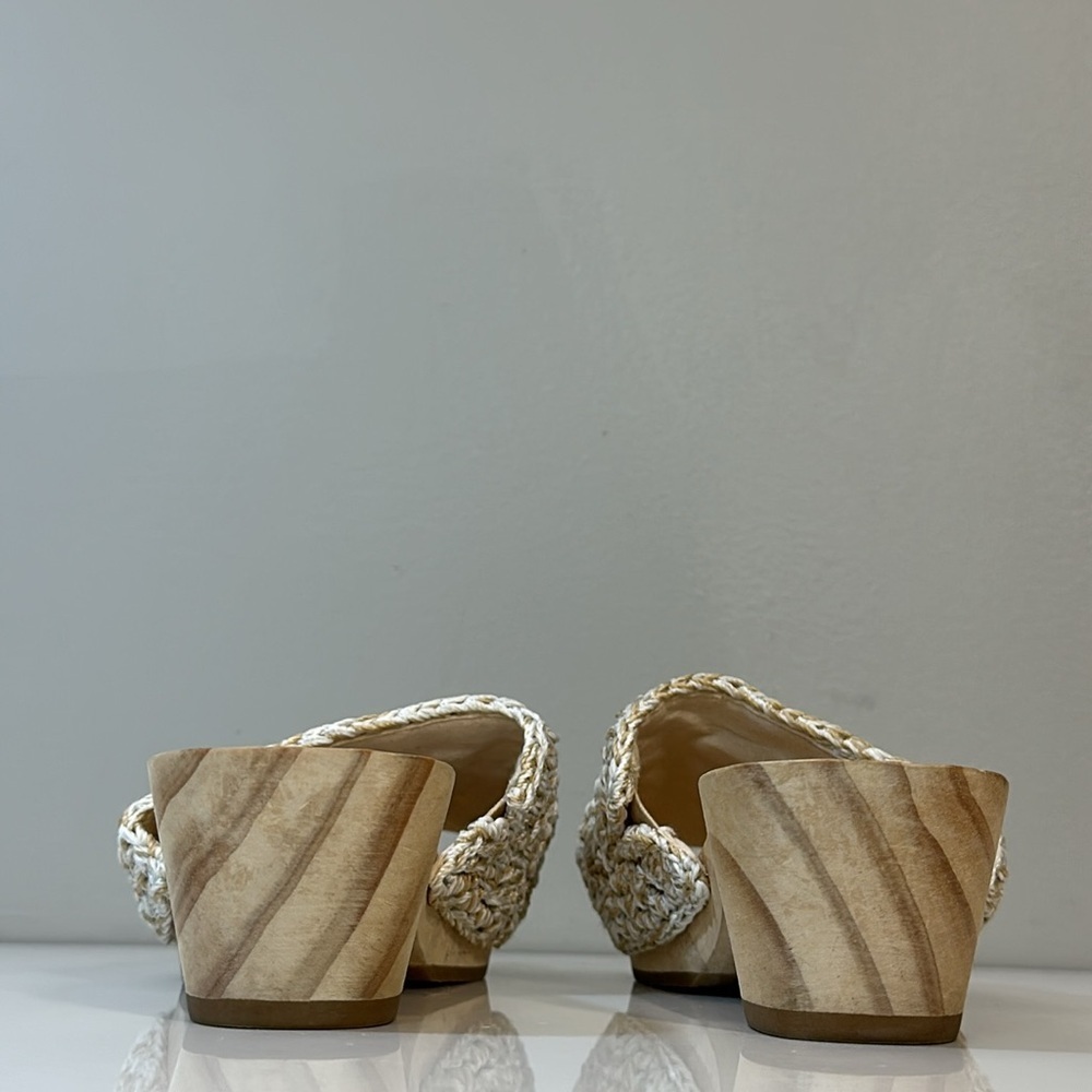 The Sak Ella Crochet Wood Slide Sandals Sz 7 Cottagecore Retro Vintage Inspired - Picture 6 of 16